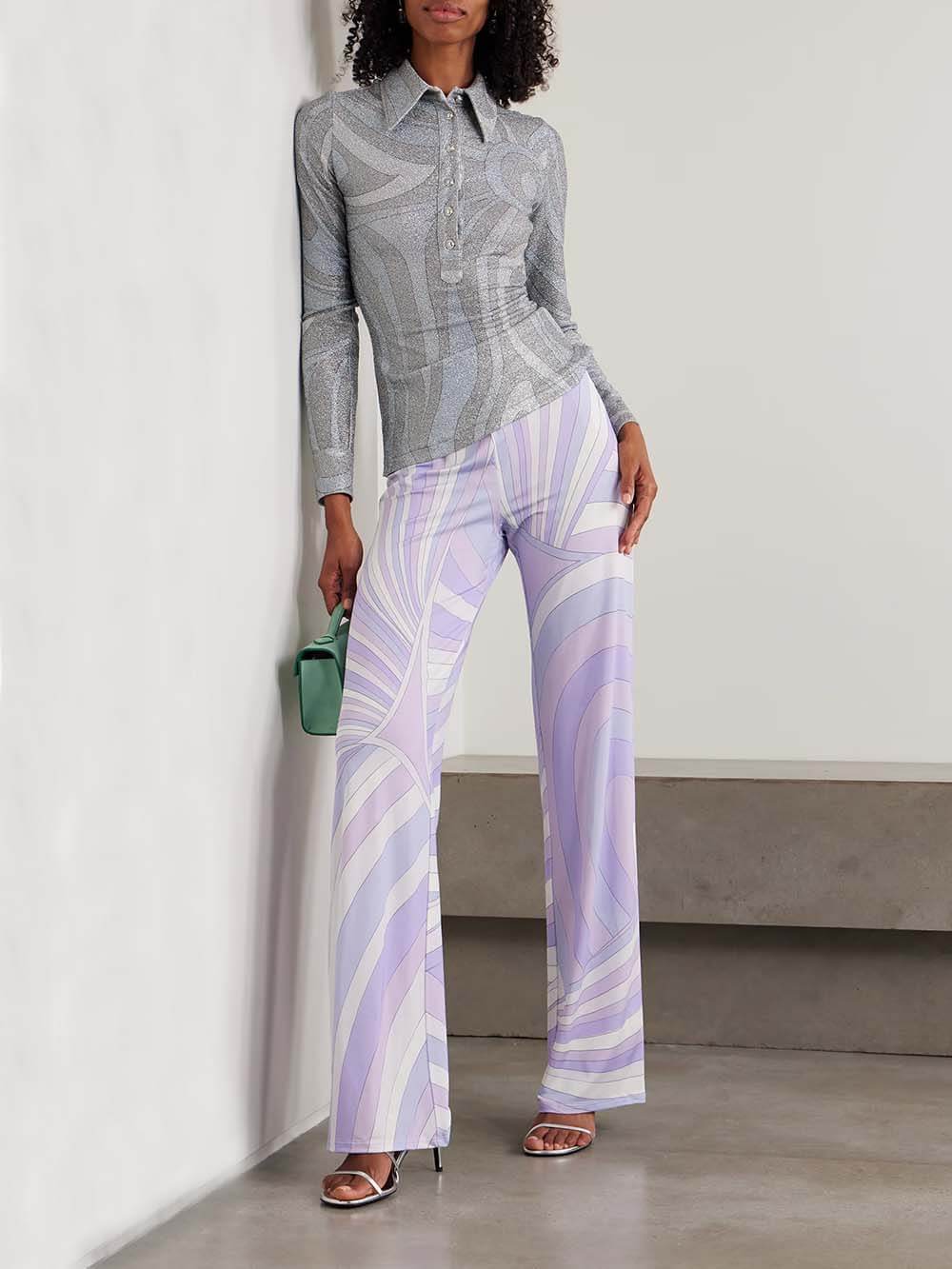 Unique Swirl Print Stretch Fitted Top