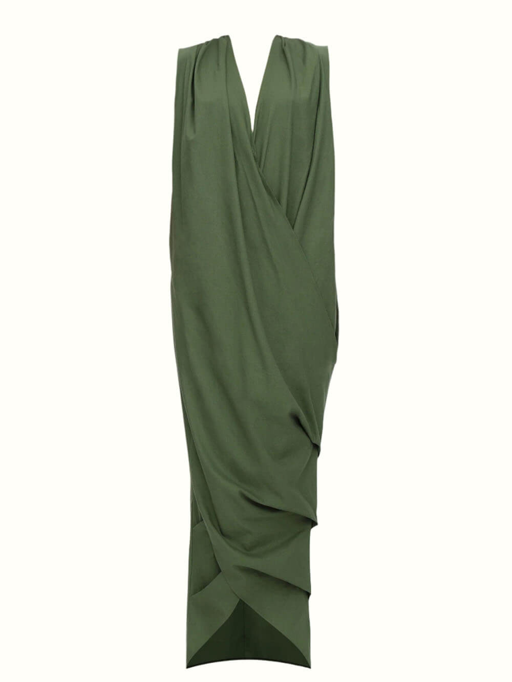 Modern Pleated Draped Linen Maxi Dress