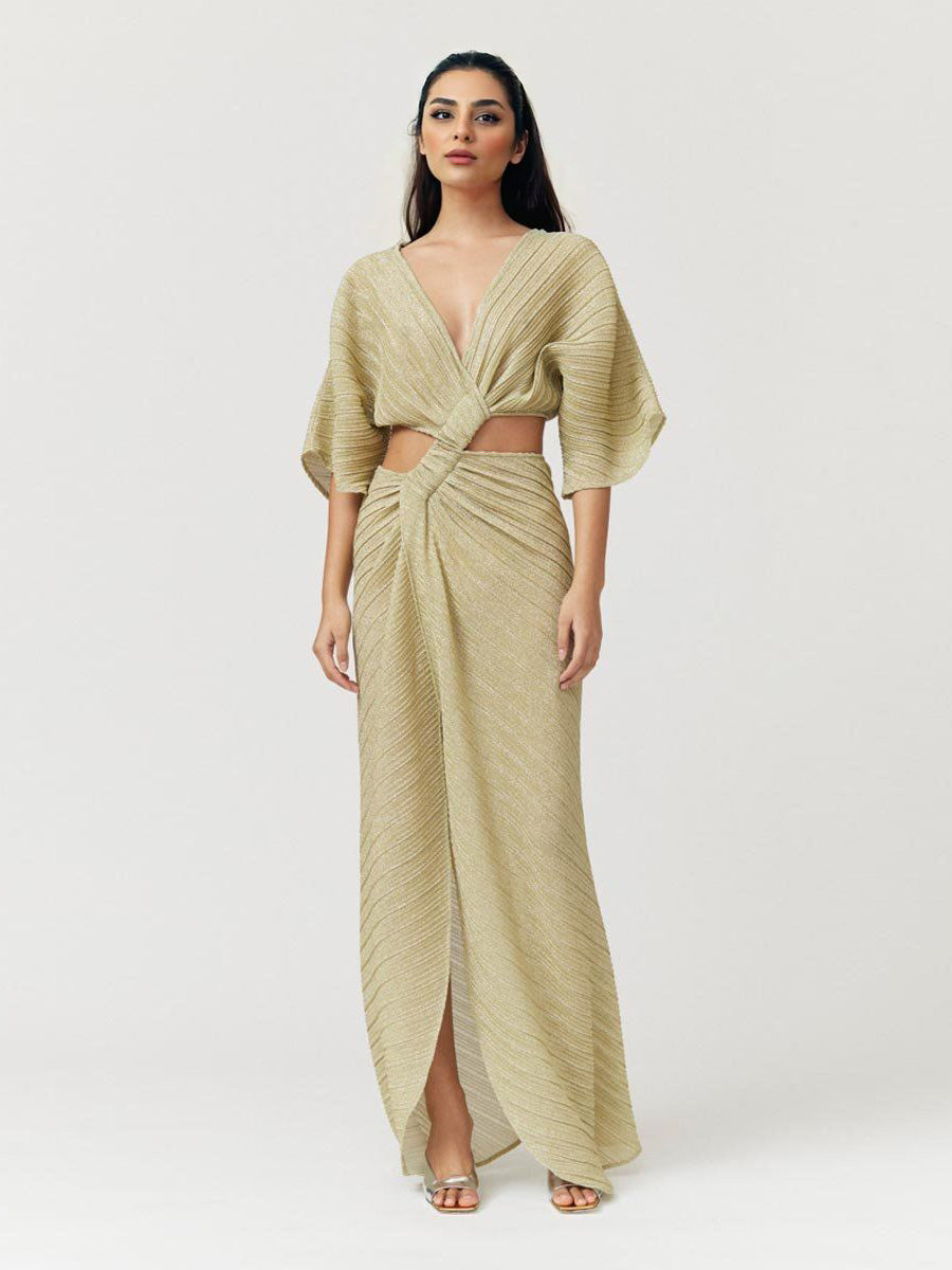 Sexy Twist-Front Cut-Out Maxi Dress Green