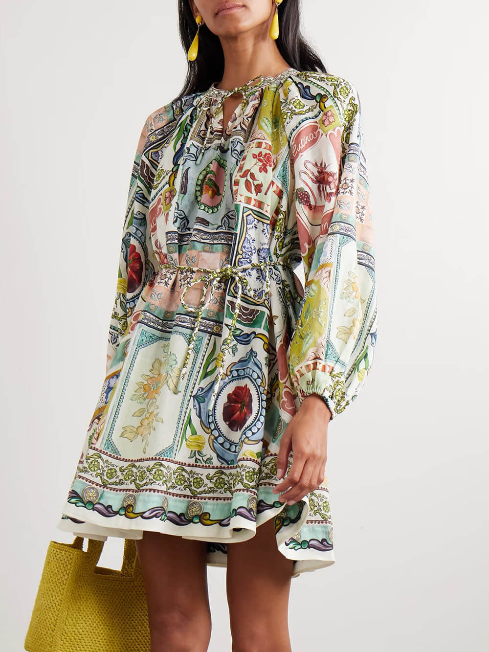 Unique Printed Linen Mini Dress Multi