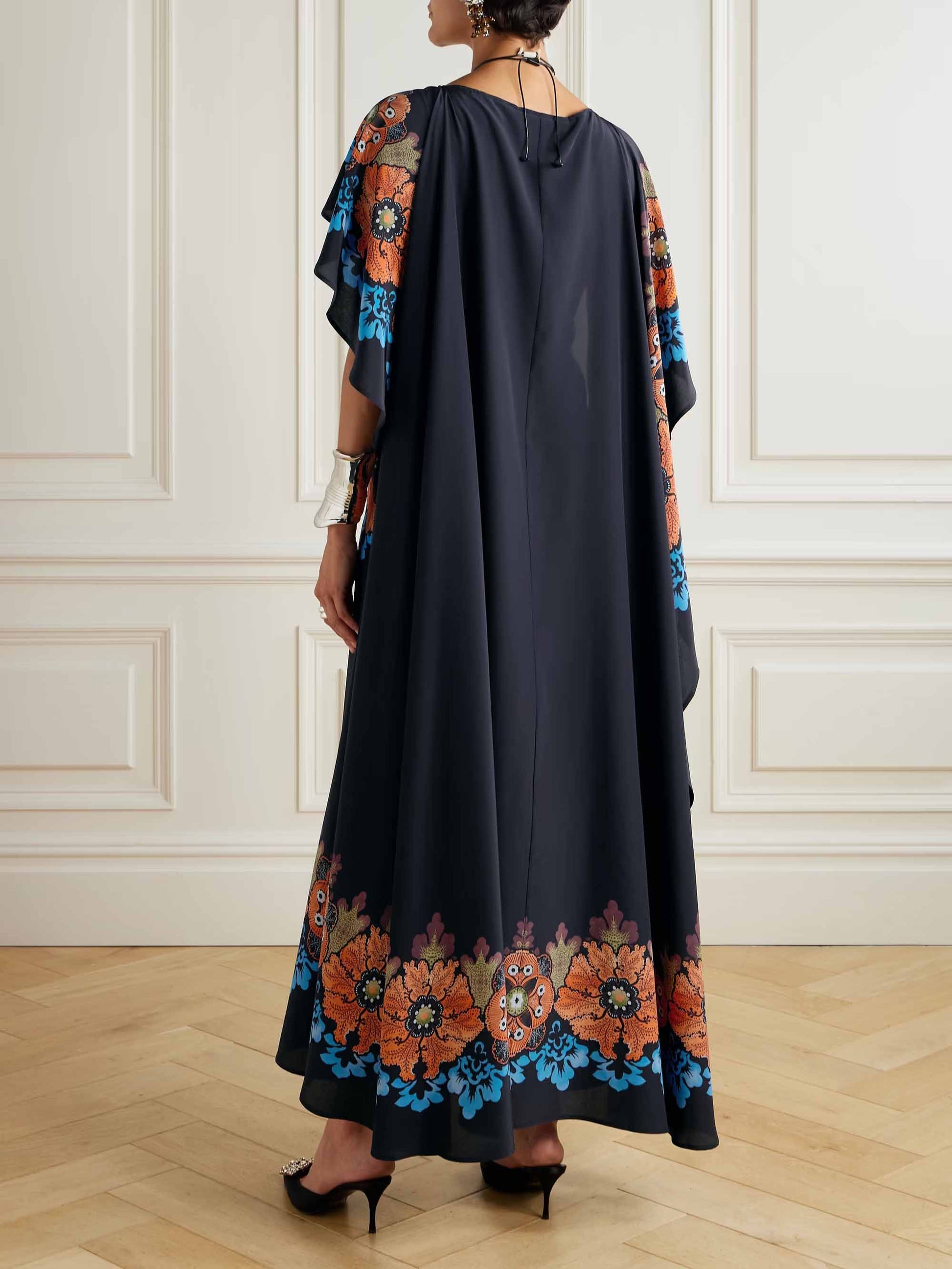 Unique Cape Print Maxi Dress