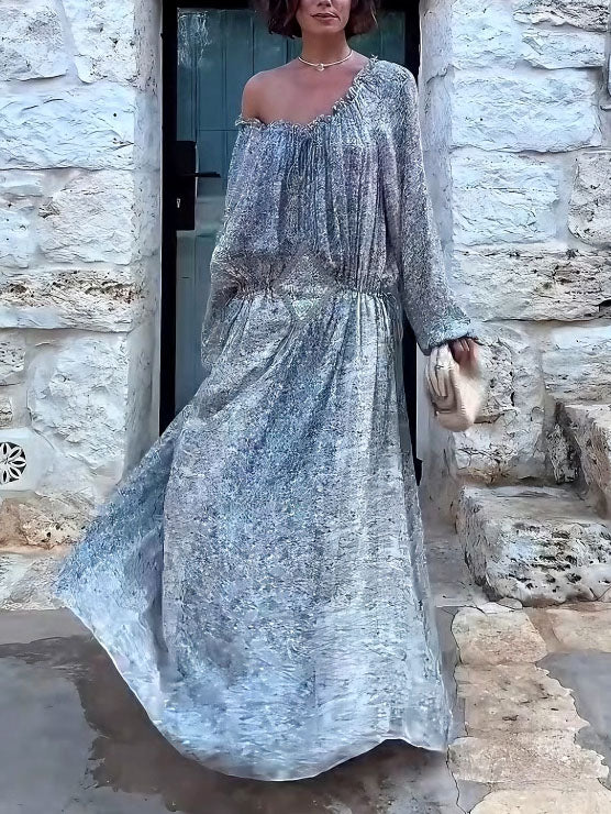 Exquisite Puff Sleeve Floral Print Maxi Dress Multi