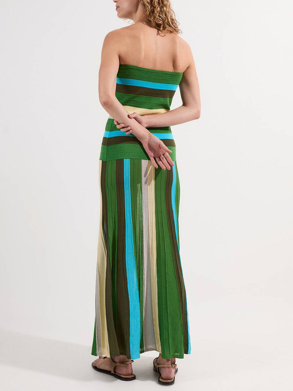 Strapless Striped Strapless Knit Maxi Dress