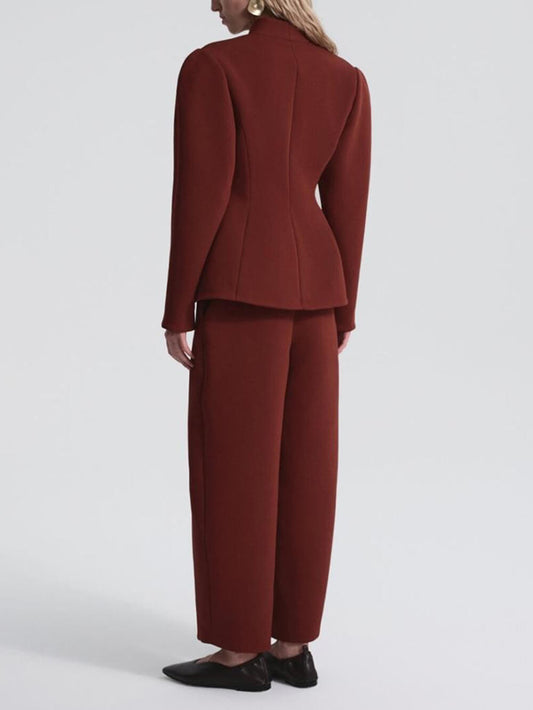 Exquisite Burgundy Peplum Blazer