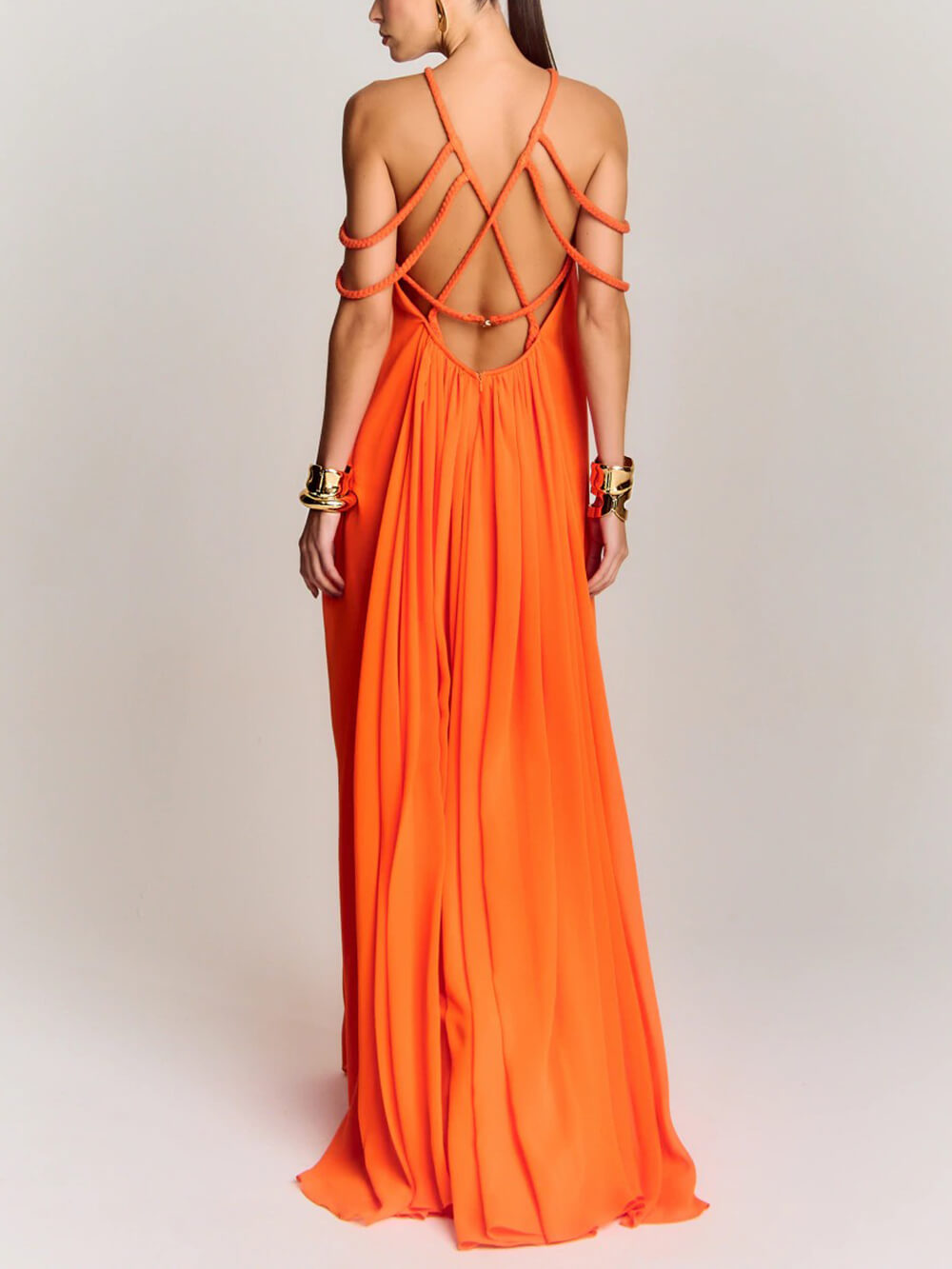 Exquisite Cutout Wide-Strap Maxi Dress