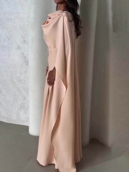 Exquisite Unique Cape-style Corset-bodice Maxi Dress