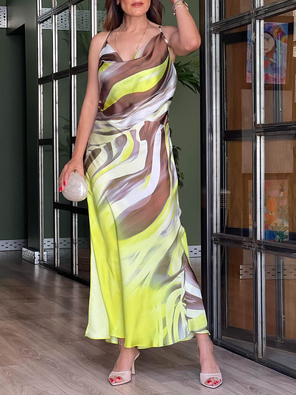 Delicate Tie-Dye Print Strappy Backless Maxi Dress Multicolor