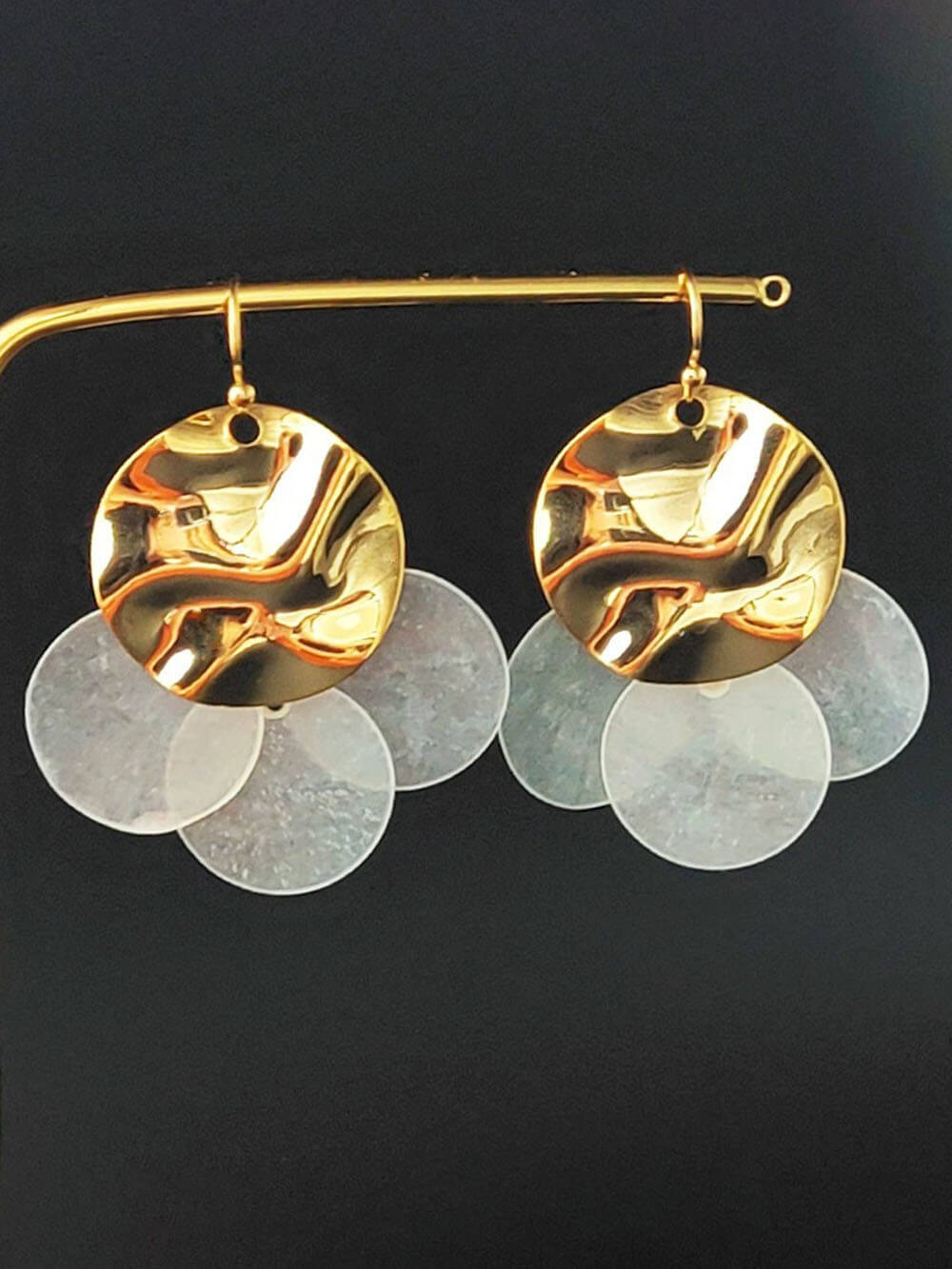 Fashionable And Cute Little Goldfish Transparent Shell Fishtail Earrings Gold