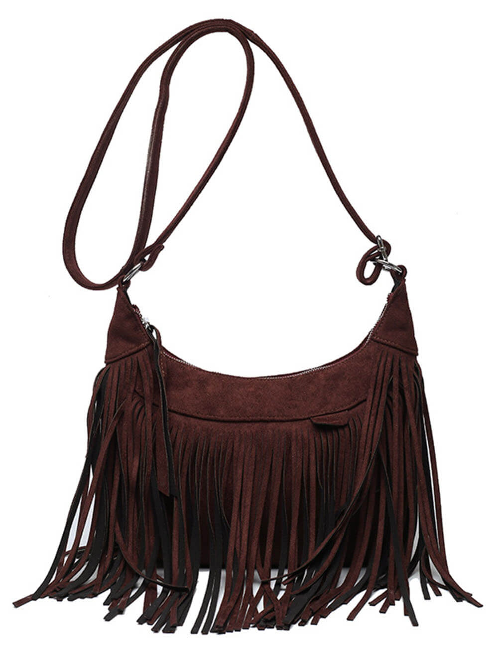 Bohemian Tassel Faux Deerskin Vintage Saddle Bag Dark Brown