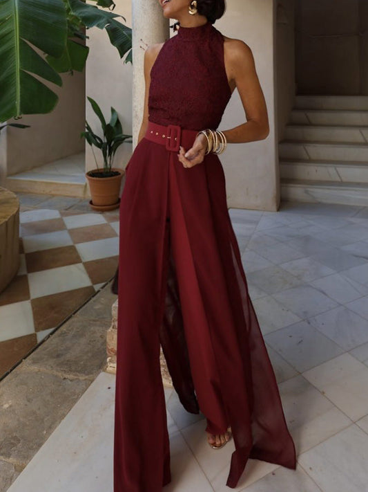 Elegant Lace Halter Neck Jumpsuit