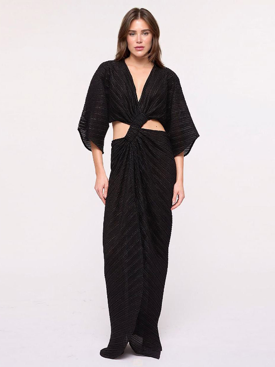 Sexy Twist-Front Cut-Out Maxi Dress Black