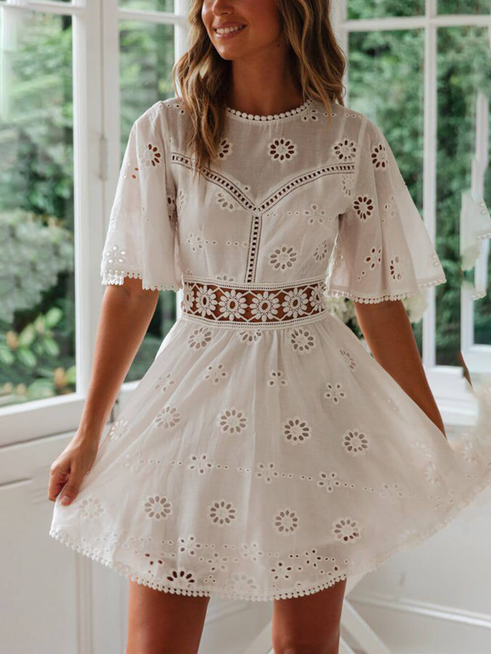 Summer Nights Backless Cutout Fringe Mini Dress White