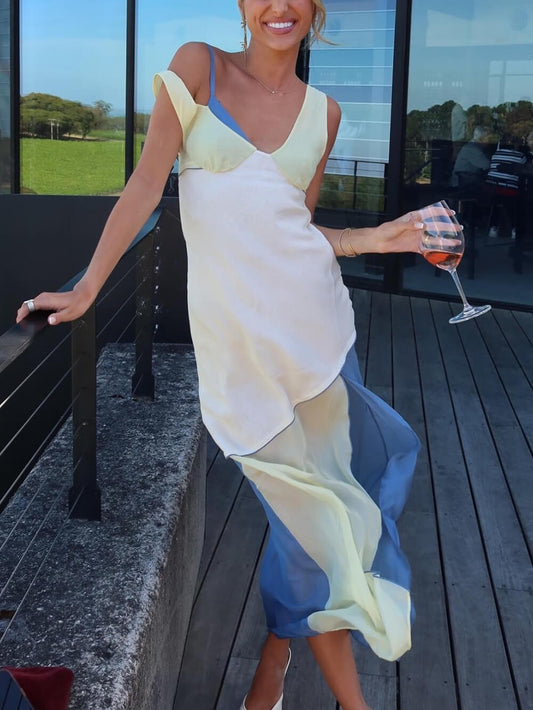 Elegant Thames Patchwork Maxi Dress