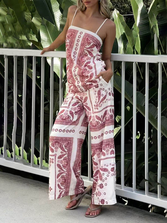 Modern Unique Floral Rint Suspenders Tops