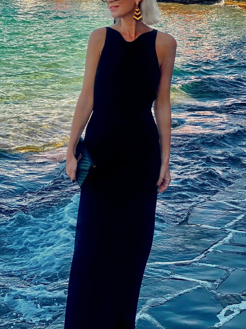 Elegant Backless Maxi Dress Black