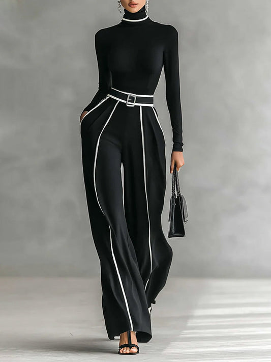 Elegant High Neck Slim Fit Long Sleeve Top
