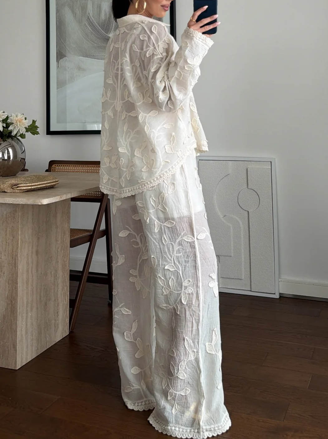 Unique Resort Jacquard Casual Loose Two-Piece Set