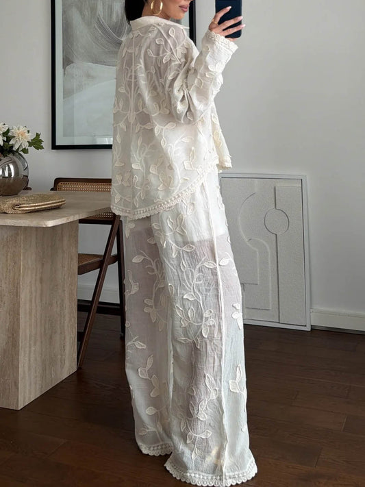 Unique Resort Jacquard Casual Loose Two-Piece Set