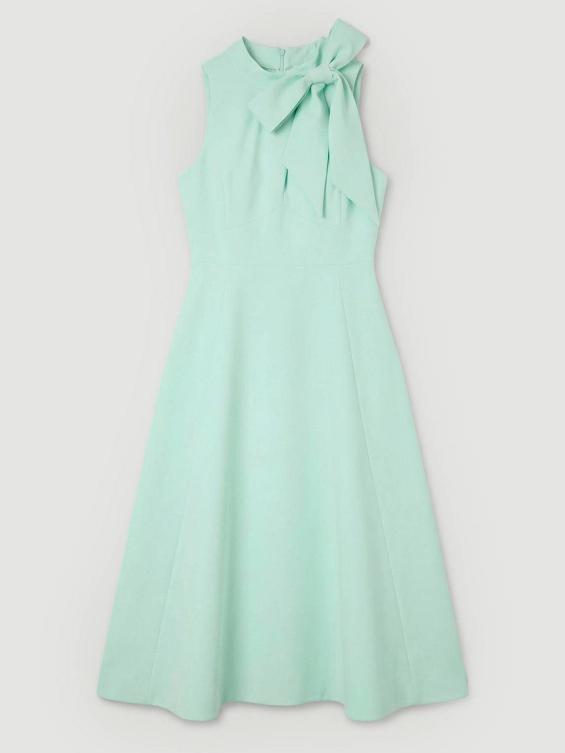 Elegant Sleeveless Bow Detail A-Line Midi Dress