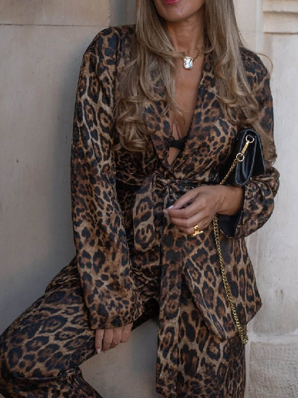Fashion Leopard Print High-Waisted Wide-Leg Pants