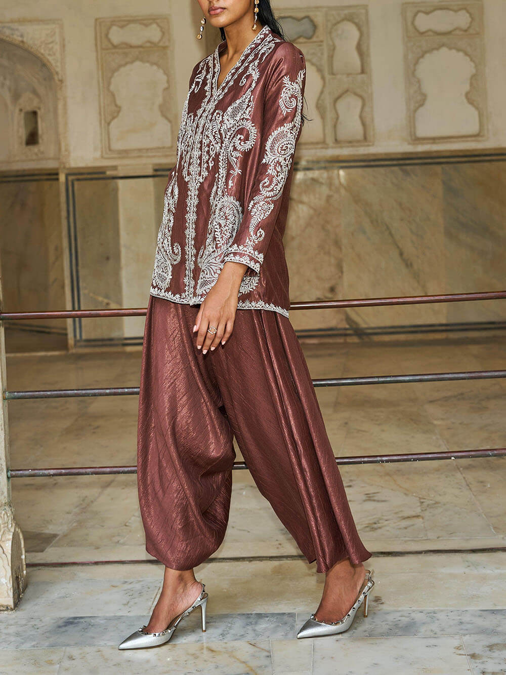 Unique Paisley Pattern Loose Pleated Harem Wide-Leg Pants