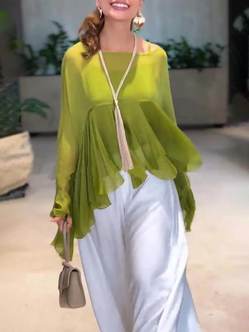 Casual Elastic Waist Pocket Loose Pants
