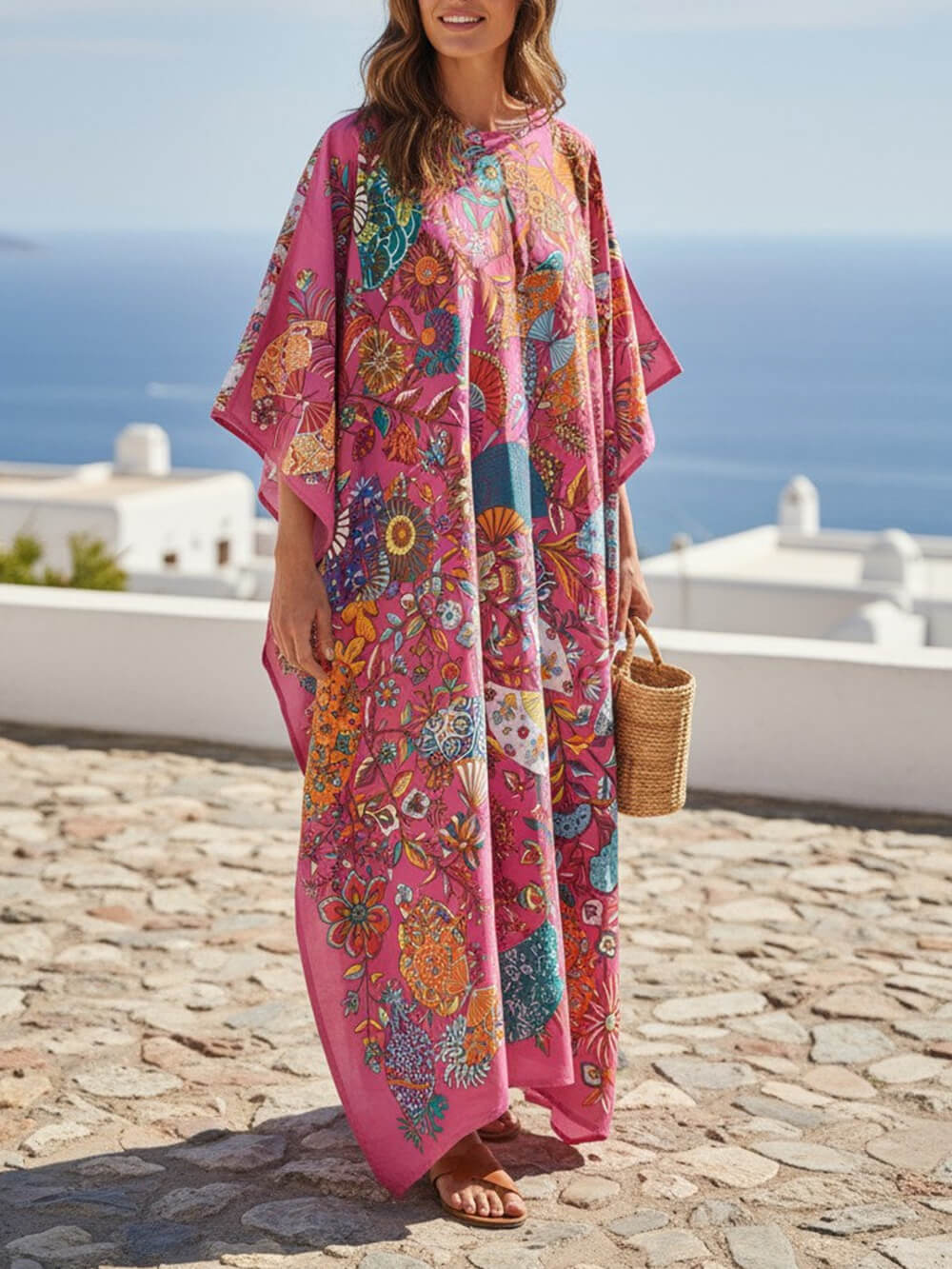 Retro Satin Floral Asymmetrical Vacation Maxi Dress Pink