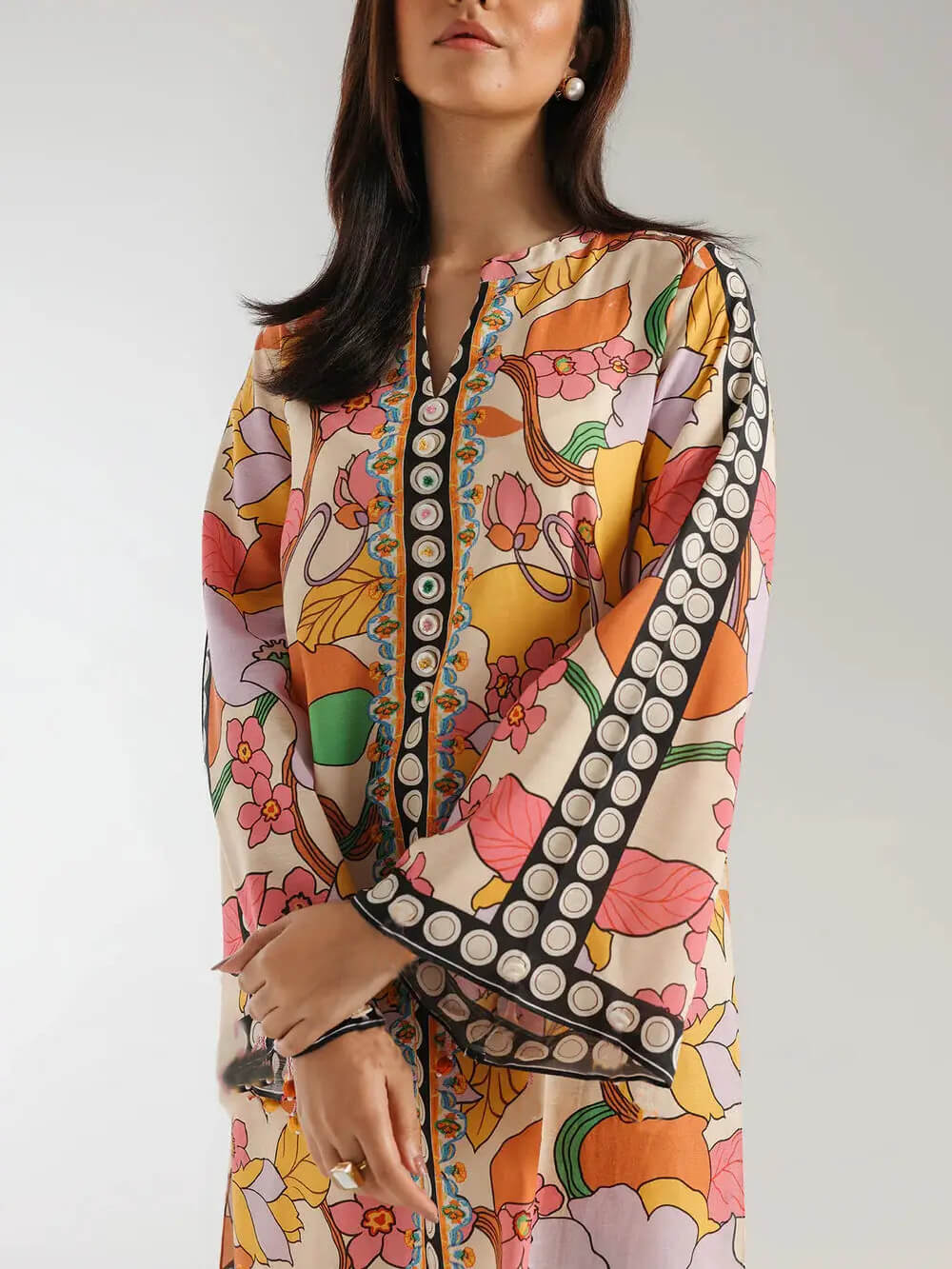 Boho-Inspired Ethnic Print Oversized Midi Shirt Multicolors