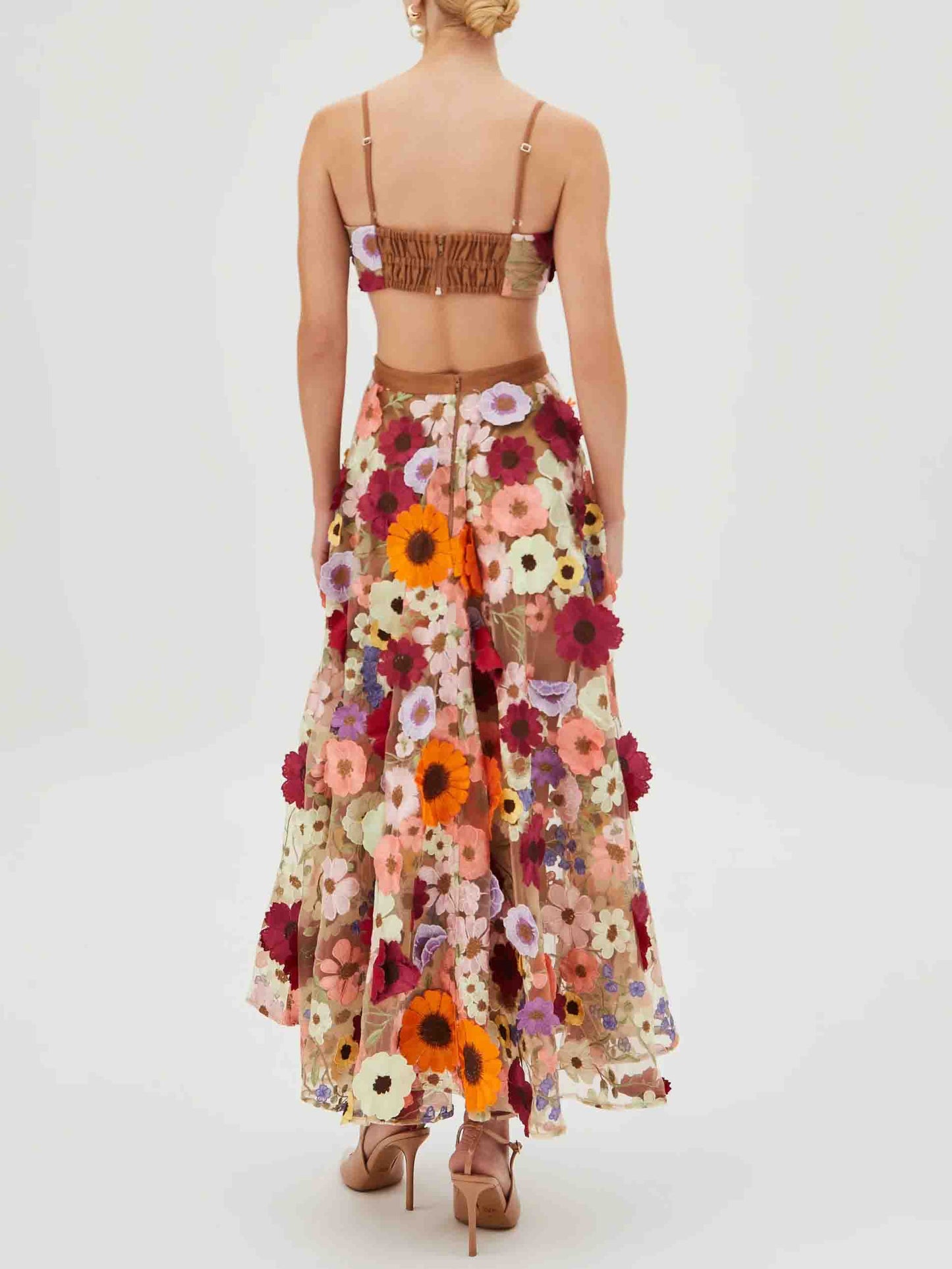 Exquisite Floral Embroidered Sheer Skirt