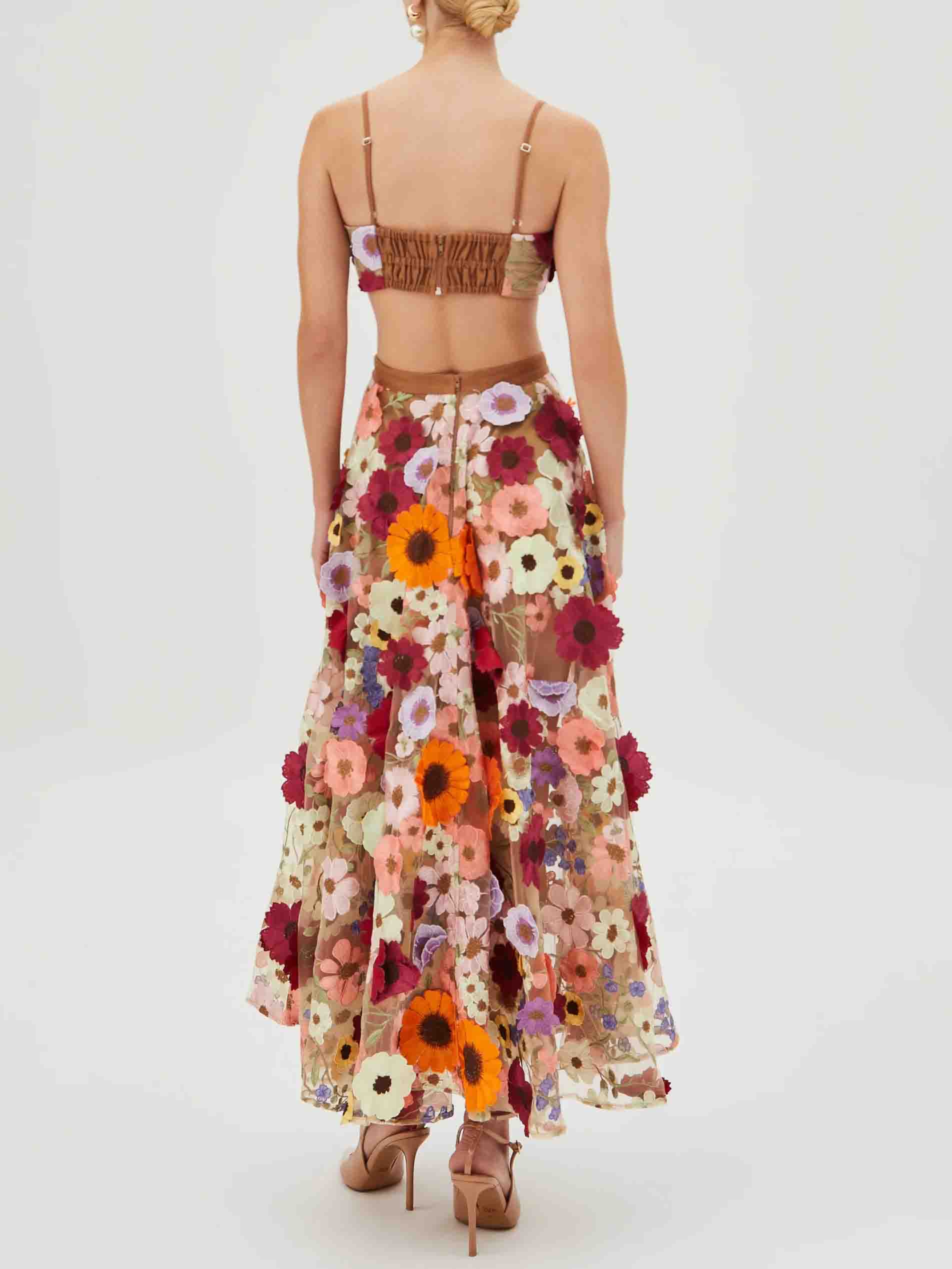 Exquisite Floral Embroidered Sheer Skirt