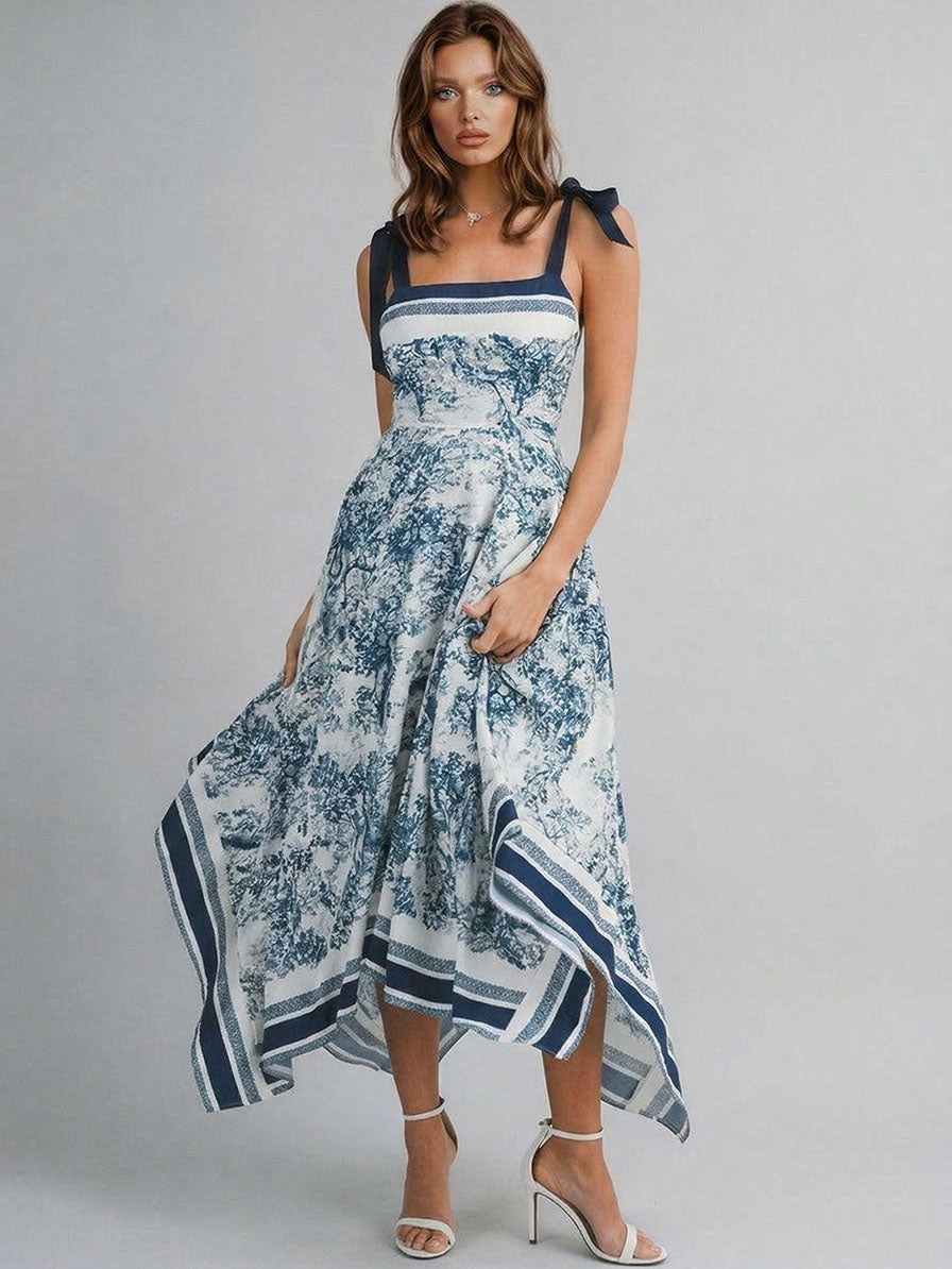 Glamorous Paisley Print Vacation Maxi Dress Blue