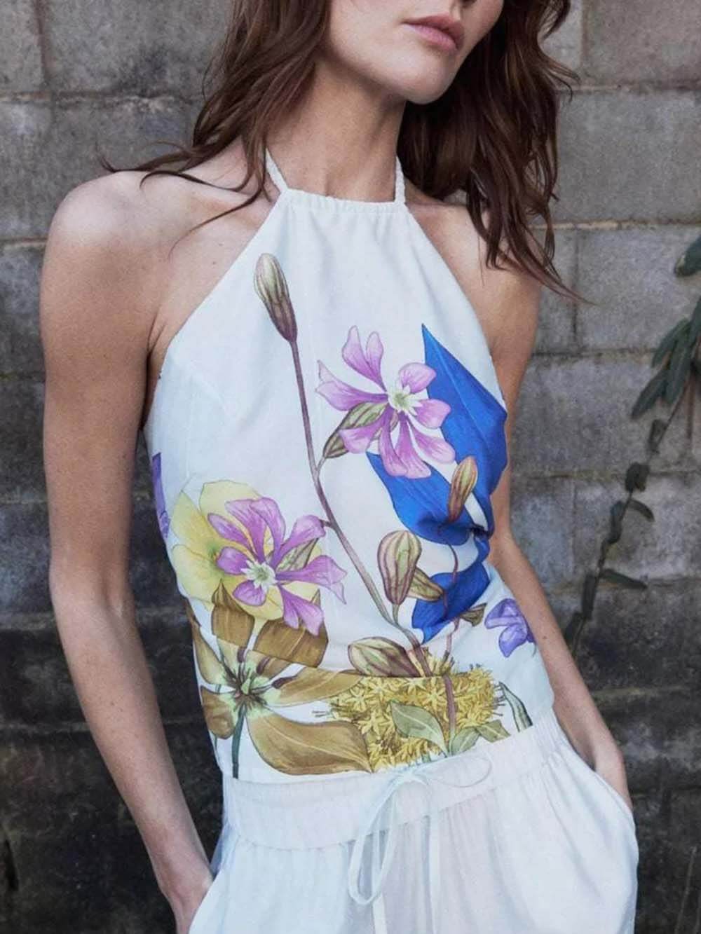 Unique Garden Print Cami Tank Top Multicolor