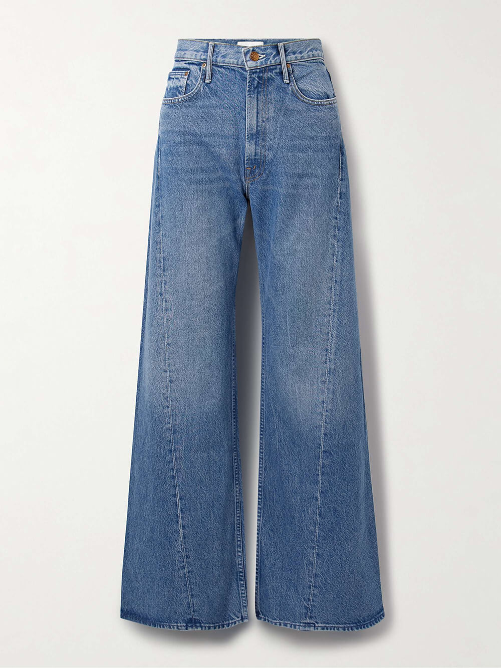 Modern Asymmetric Panel Mid-Rise Wide Leg Jeans