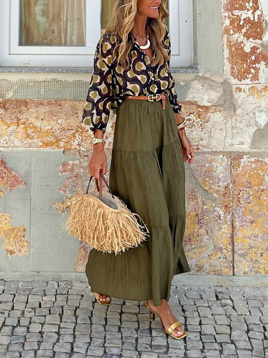 Fashion Casual Ruched Elastic Waist Skirt