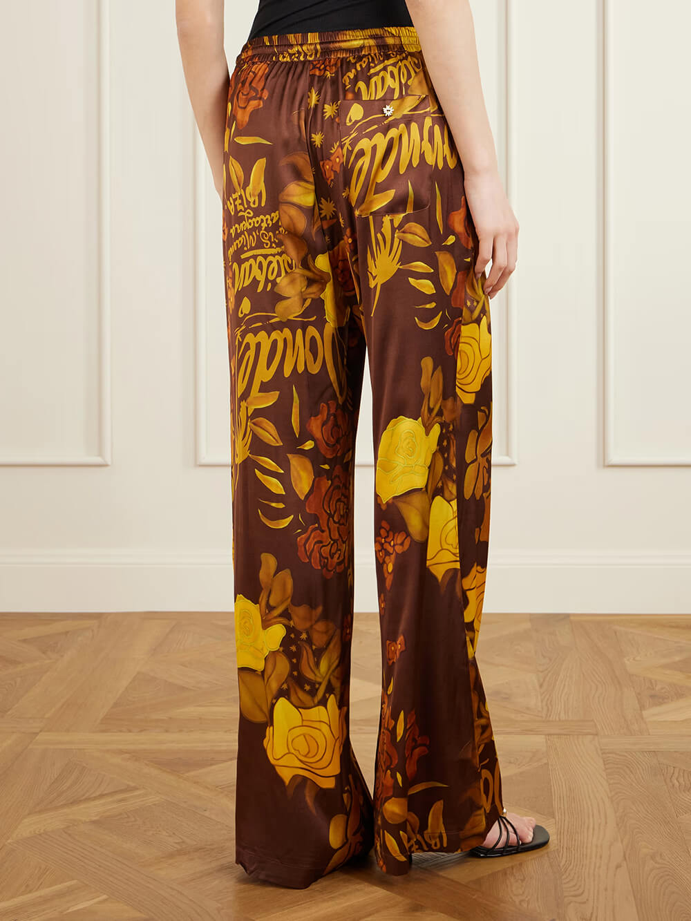 Unique Printed Satin Button-Down Loose Shirt
