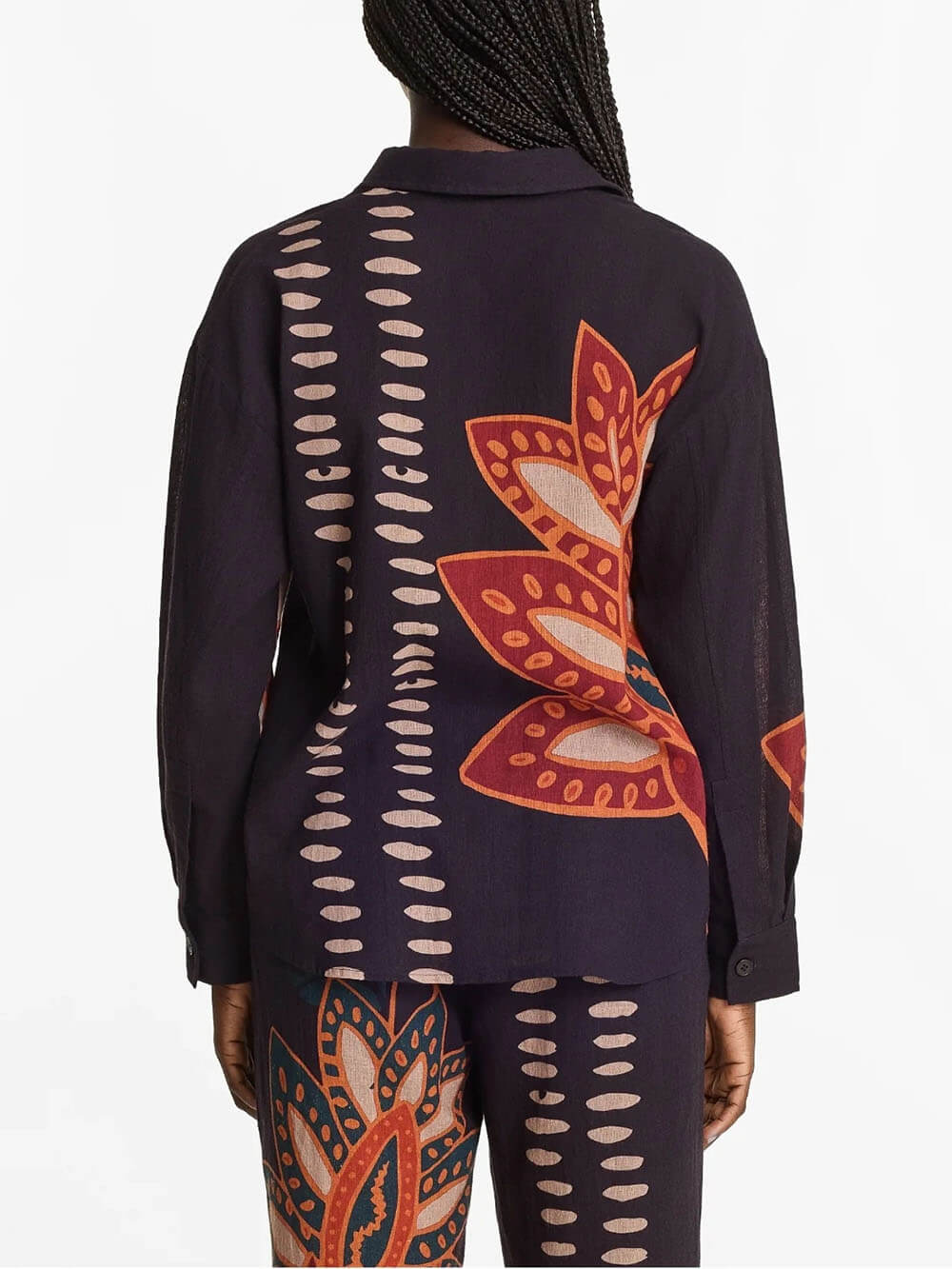 Exquisite Floral Print Linen Elastic Waist Loose Pocket Trousers