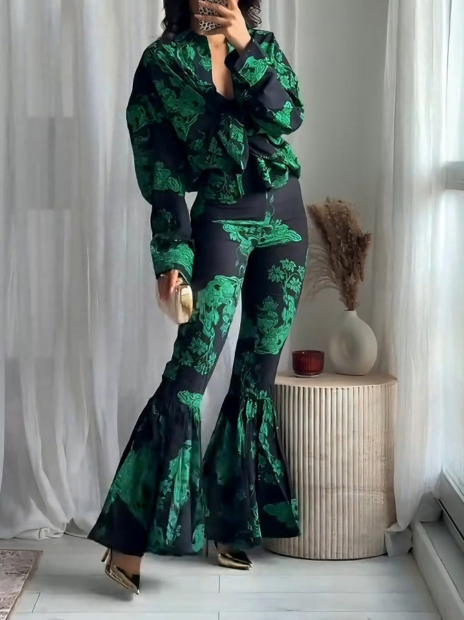 Exquisite Abstract Print Long Shirt