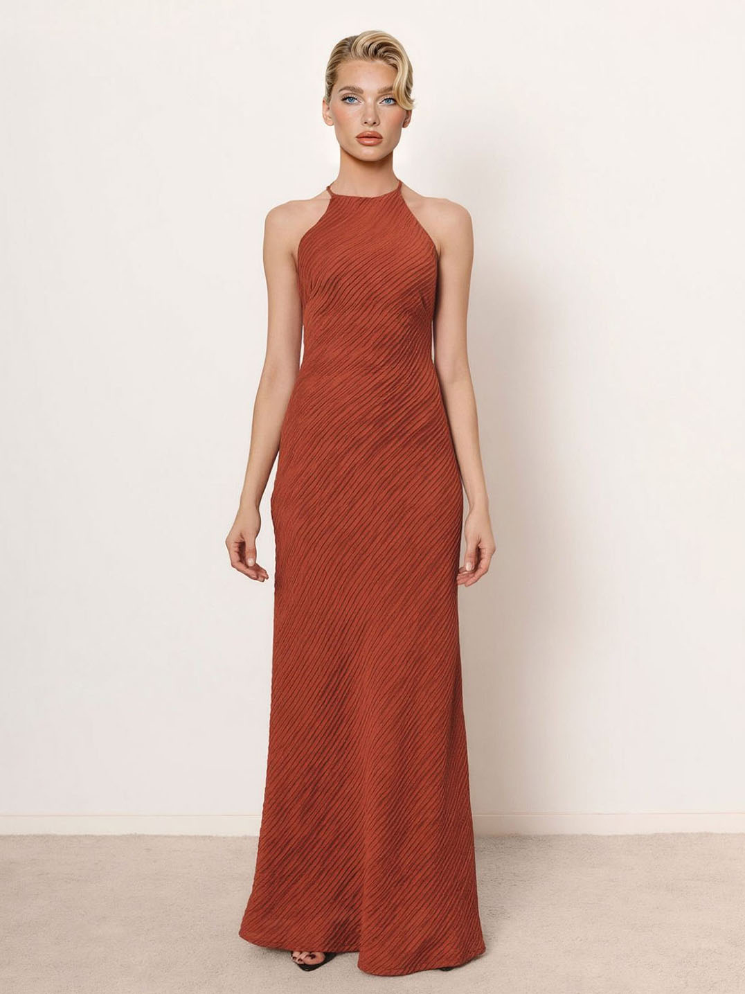 Elegant Sexy Backless Lace-Up Party Maxi Dress Brown