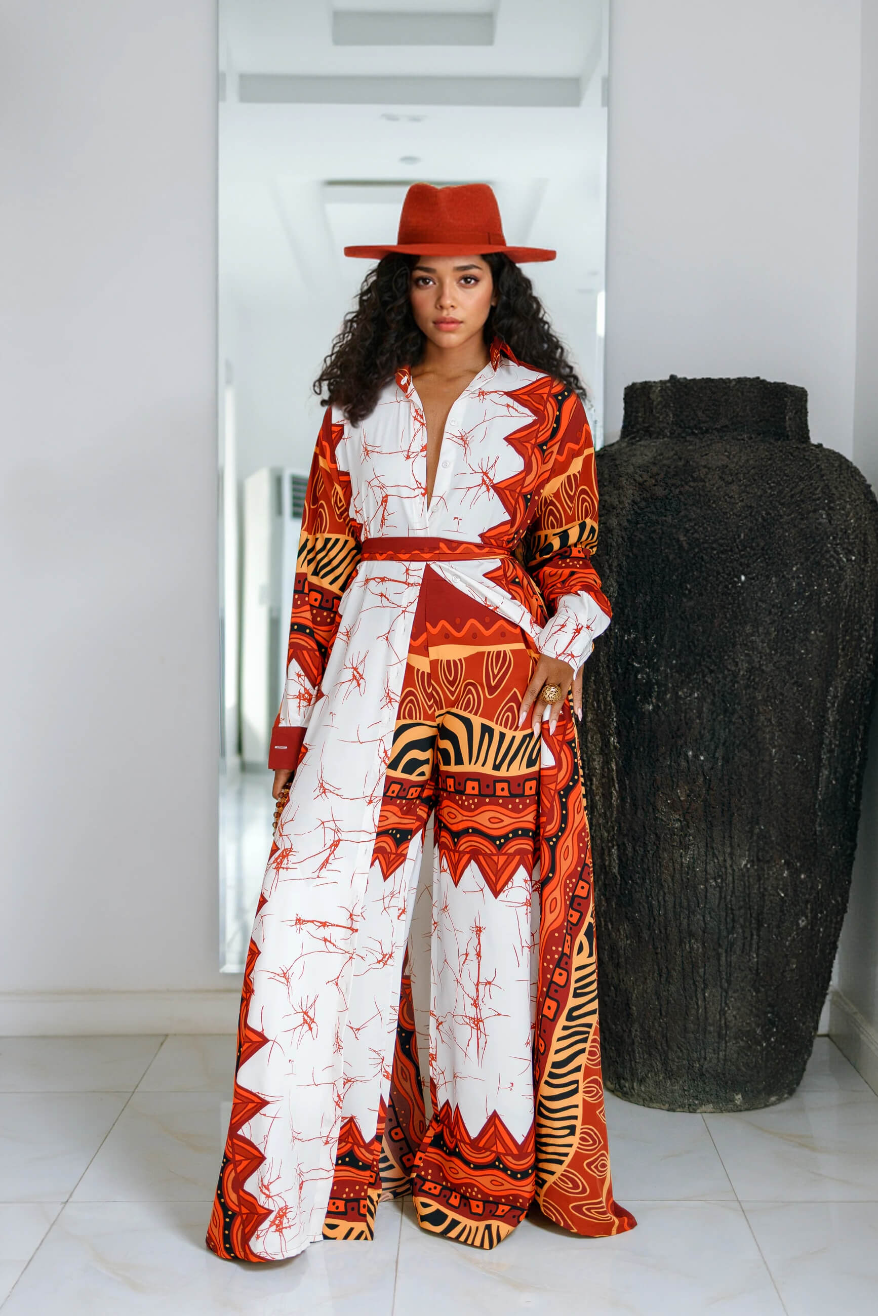 Unique Fashionable Ethnic Print Long Kimono-Style Shirt Multicolor
