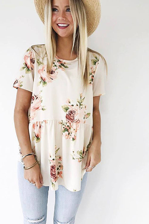 Pleasant Surprise Floral Print Tee - 4 Colors White