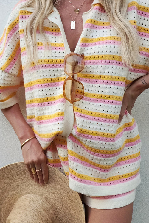 Toasty Babe Striped Short Sleeve Knit Set