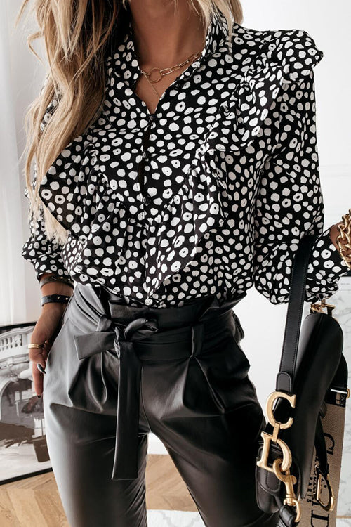 Lovely Wishes Dotted Ruffle Top - 4 Colors Black