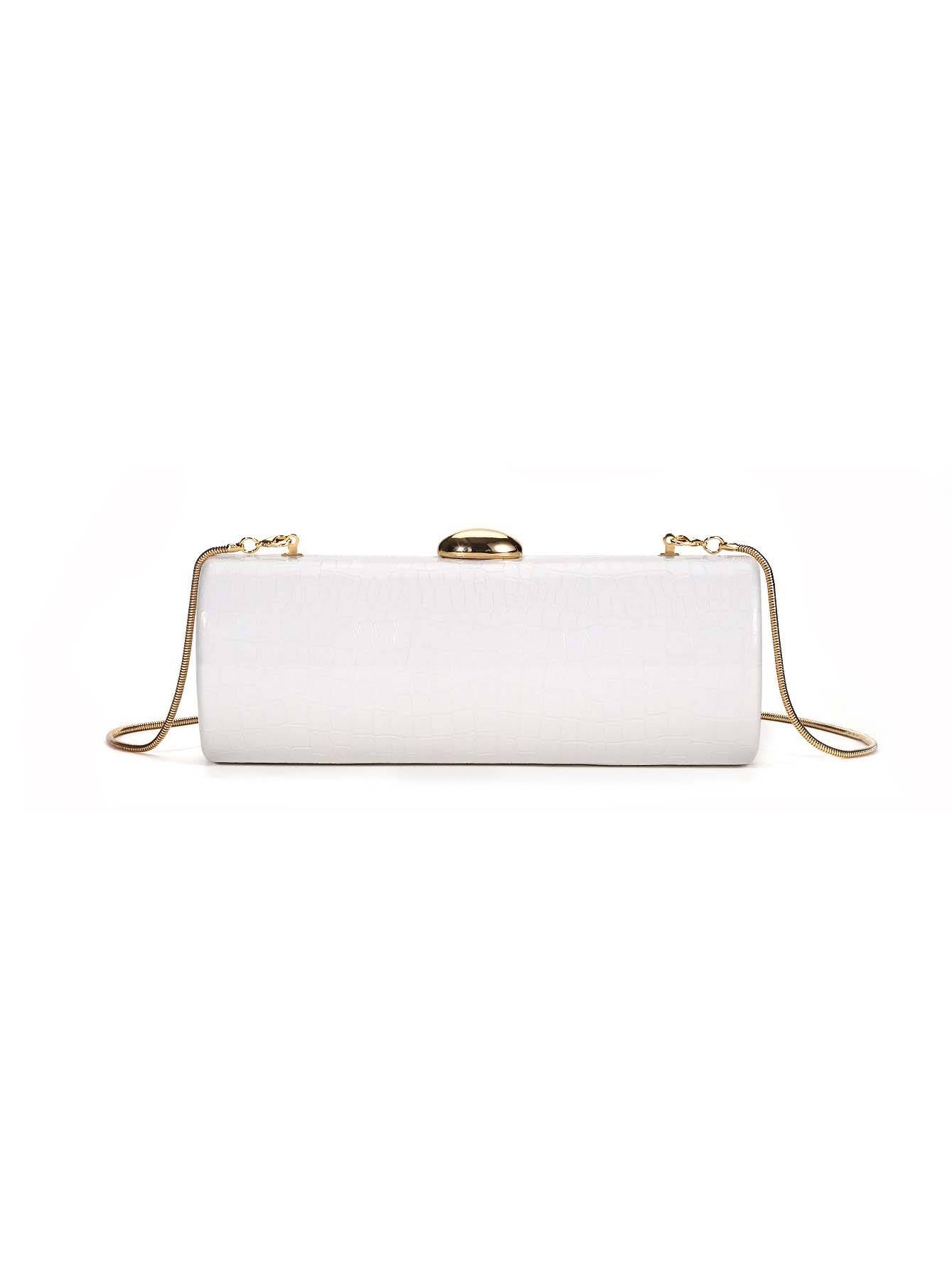 Minimalist Crocodile Pattern Handbag Chain Bag White F
