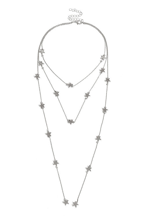 Starry Layered Necklace Silver