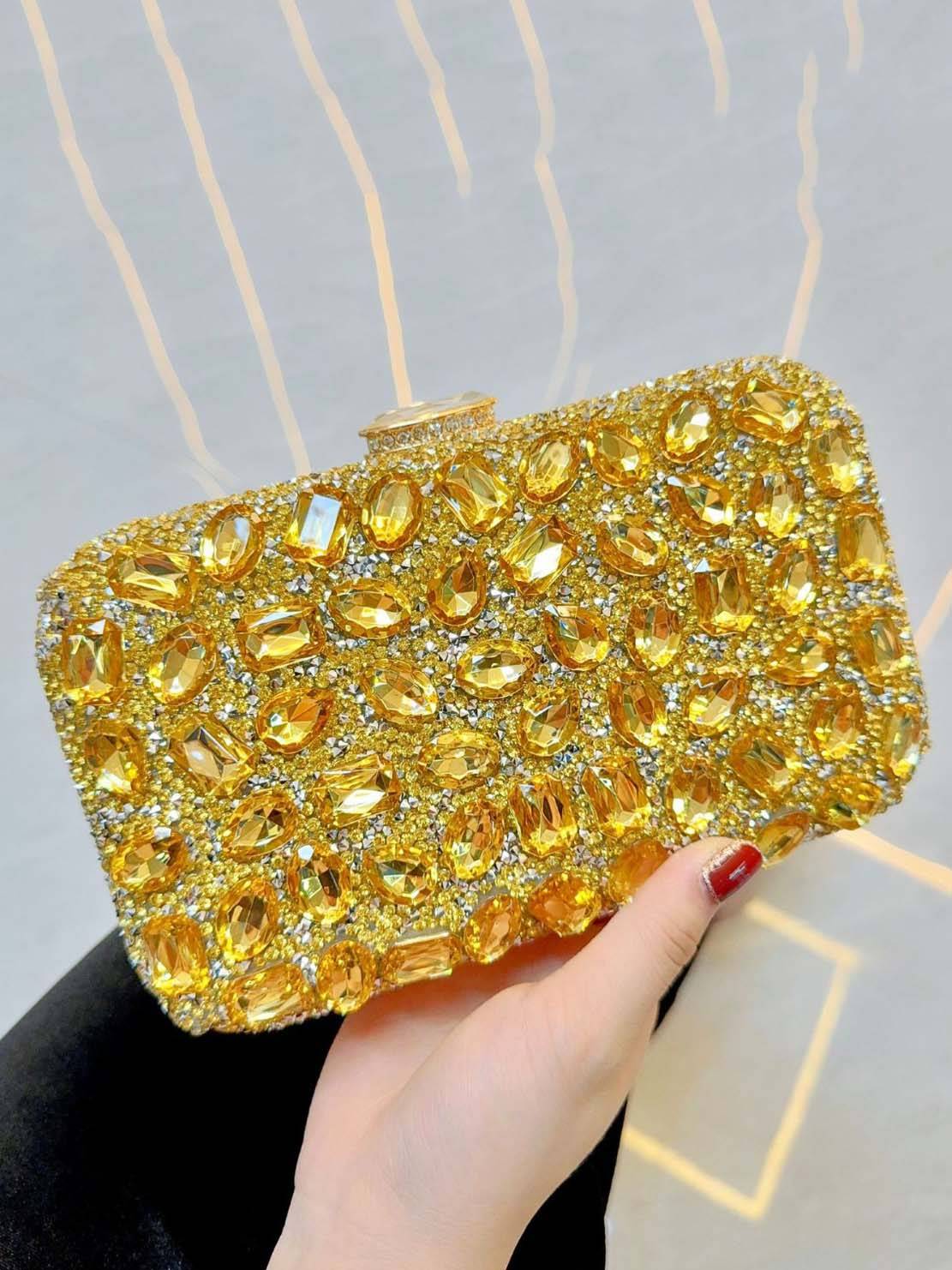 Shiny Clutch Handbag Gold F