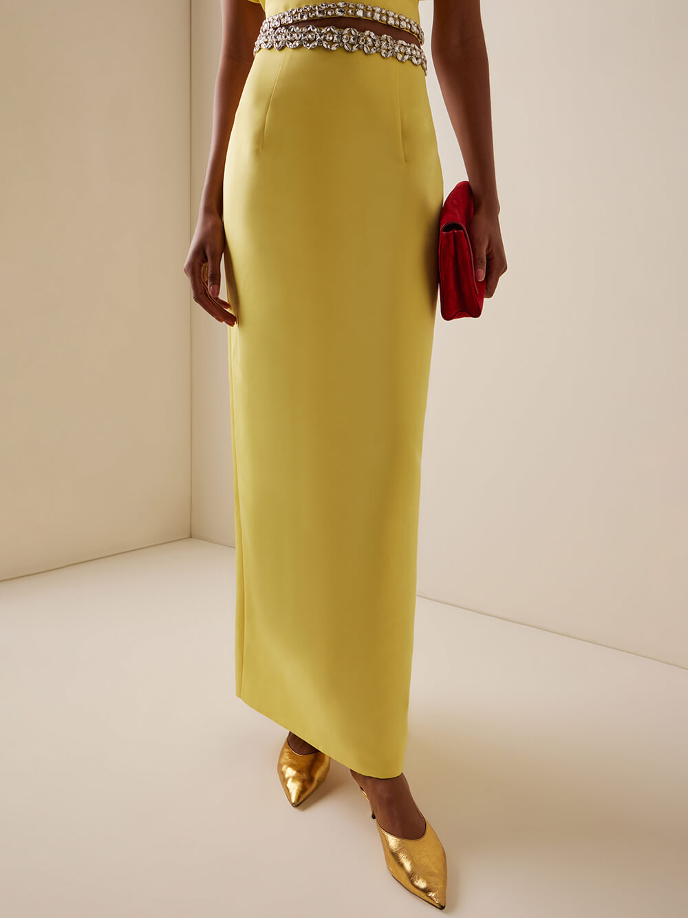 Beautiful Embellished Satin Maxi Skirt