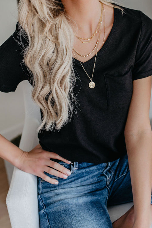 Basics Essential Pure Color V-neck Tee - 3 Colors Black