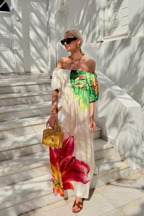 Dorothy Off Shoulder Print Maxi Dress