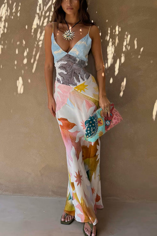 Mykonos Memories V-Neck Printed Maxi Dress