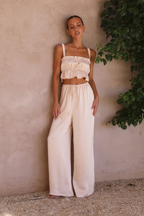 Set for Paradise Sleeveless Wide-Leg Two-Piece Set - 5 Colors Beige